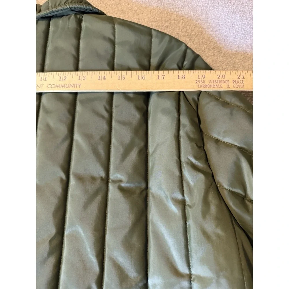 Vintage 70s Sears Coat Mens LT Green Nylon Puffer Work Insulated Workwear Hood